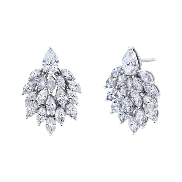 Marquise Leaves Earrings | Marquise Cut | White Gold