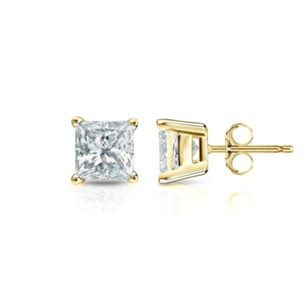 Medici Principessa | Princess Cut Stud Earrings | Yellow Gold