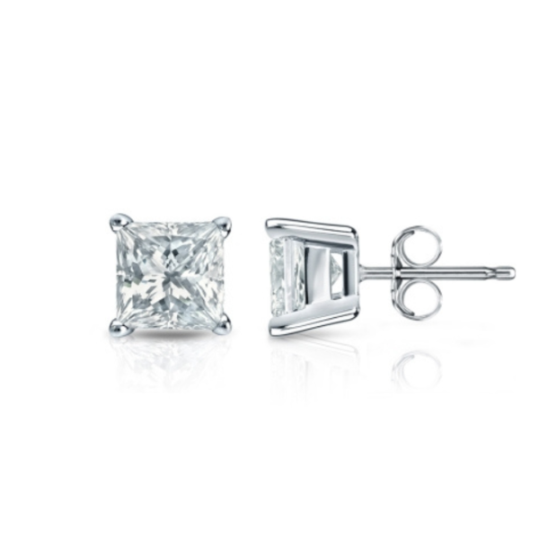 Medici Principessa | Princess Cut Stud Earrings | White Gold