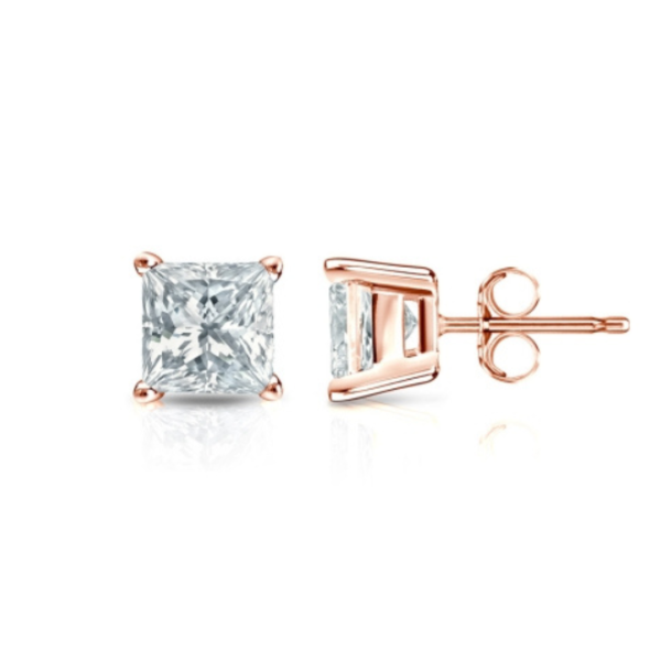 Medici Principessa | Princess Cut Stud Earrings | White Gold - Image 5