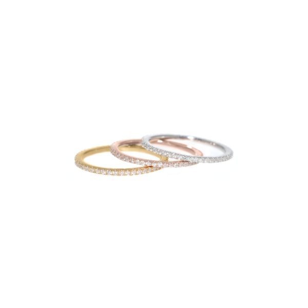 Stackable Tricolore Eternity Rings | Round Cut | White, Yellow & Rose Gold - Image 2