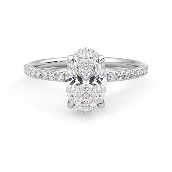 The Donatella Ring | Oval Cut | Pavé & prongs 1.5 mm | White Gold