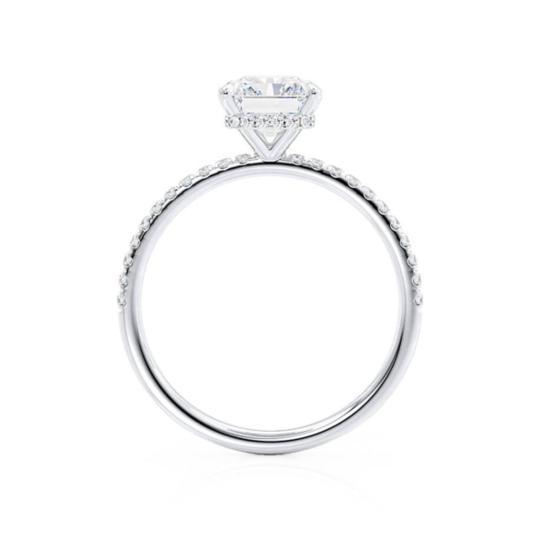 The Francesca Ring | Cushion Cut Elongated | 1.5 mm pavé setting | White Gold - Image 2