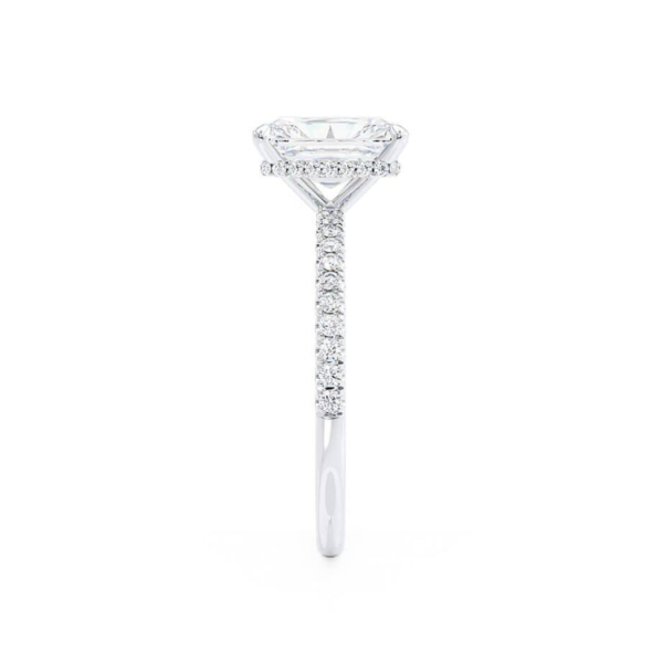 The Francesca Ring | Cushion Cut Elongated | 1.5 mm pavé setting | White Gold - Image 3