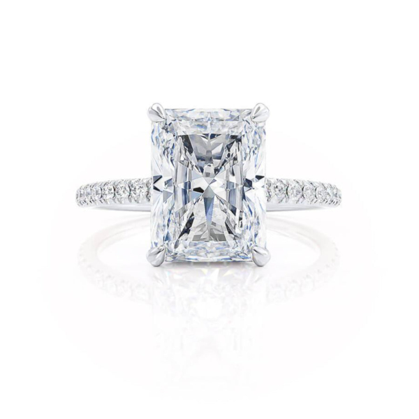 The Francesca Ring | Cushion Cut Elongated | 1.5 mm pavé setting | White Gold