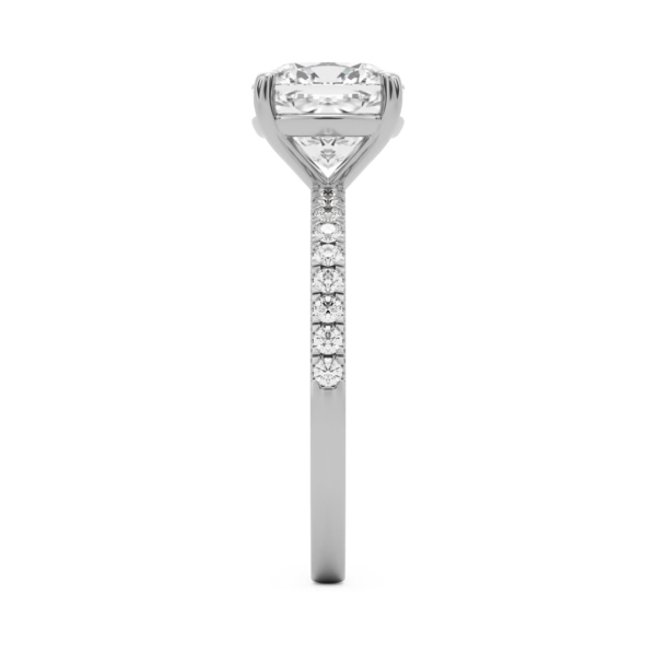 Aurora | Cushion Elongated Cut | Pavé & prongs setting | White Gold - Image 2