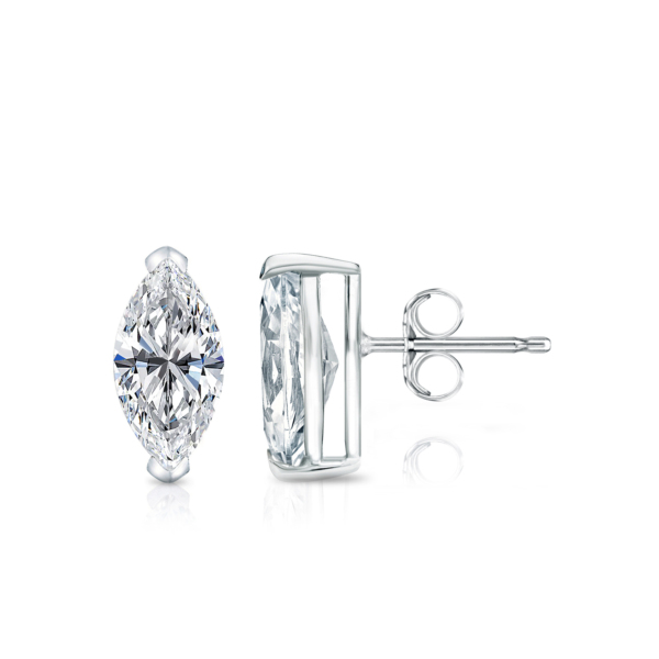 Medici Marquise Cut Stud Earrings | Moissanite 0.6 carat | Rose Gold - Image 3