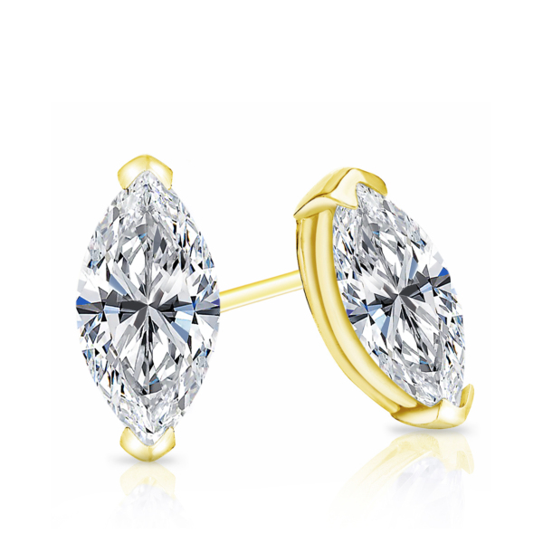 Medici Marquise Cut Stud Earrings | Moissanite 0.6 carat | Yellow Gold