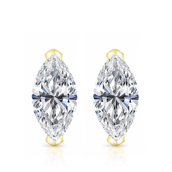 Medici Marquise Cut Stud Earrings | Moissanite 0.6 carat | Yellow Gold - Image 2