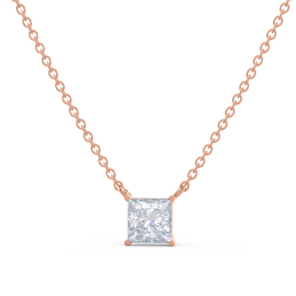 Medici Principessa Necklace | Princess Cut Stud Necklace | Rose Gold