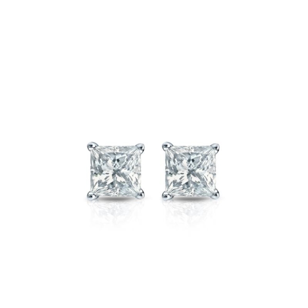 Medici Principessa | Princess Cut Stud Earrings | White Gold - Image 3