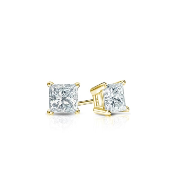 Medici Principessa | Princess Cut Stud Earrings | Yellow Gold - Image 2