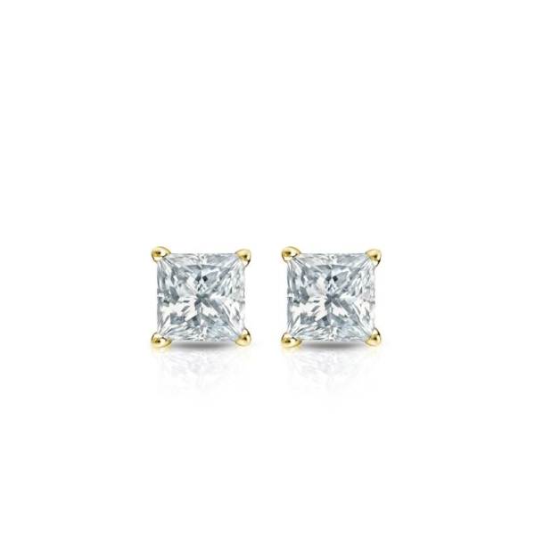 Medici Principessa | Princess Cut Stud Earrings | Yellow Gold - Image 3