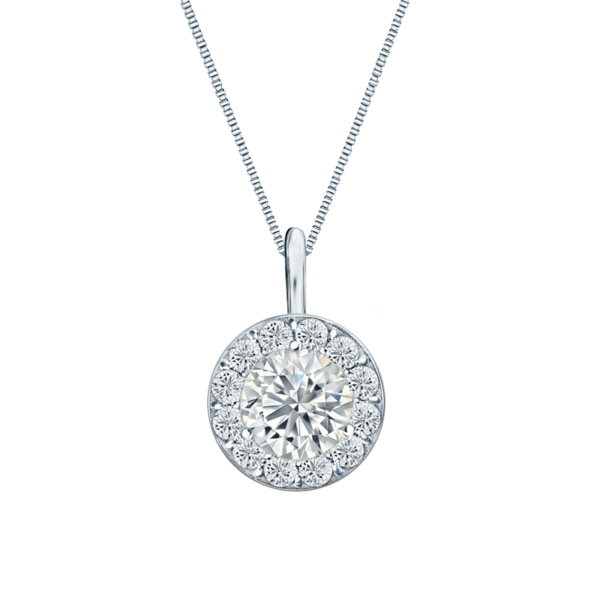 Medici Halo Necklace | Round Cut |  White Gold