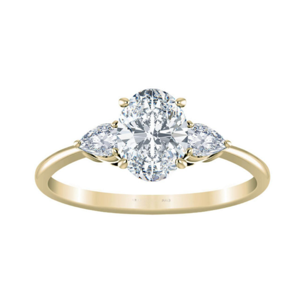 Angelica Oval Marquise | Oval Cut & Pear Side Stone | Yellow Gold