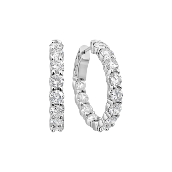 Diamond Hoops | Round Hoops Earrings | White Gold