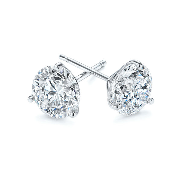 Medici Triluce Earring Studs | 3 Prongs setting | White Gold