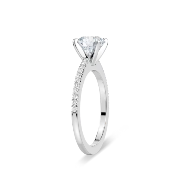 Classic 4-Prong Elevated Solitaire Ring | Round Cut | 4 Prongs | White Gold - Image 2